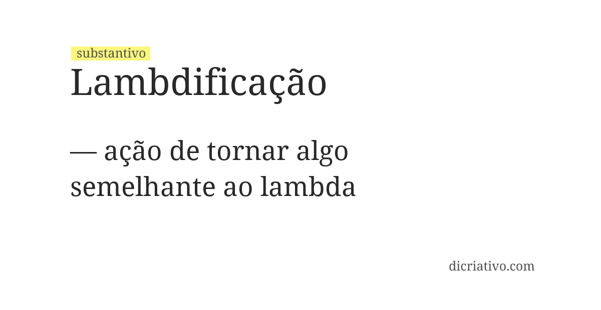 Significado de lambdificação