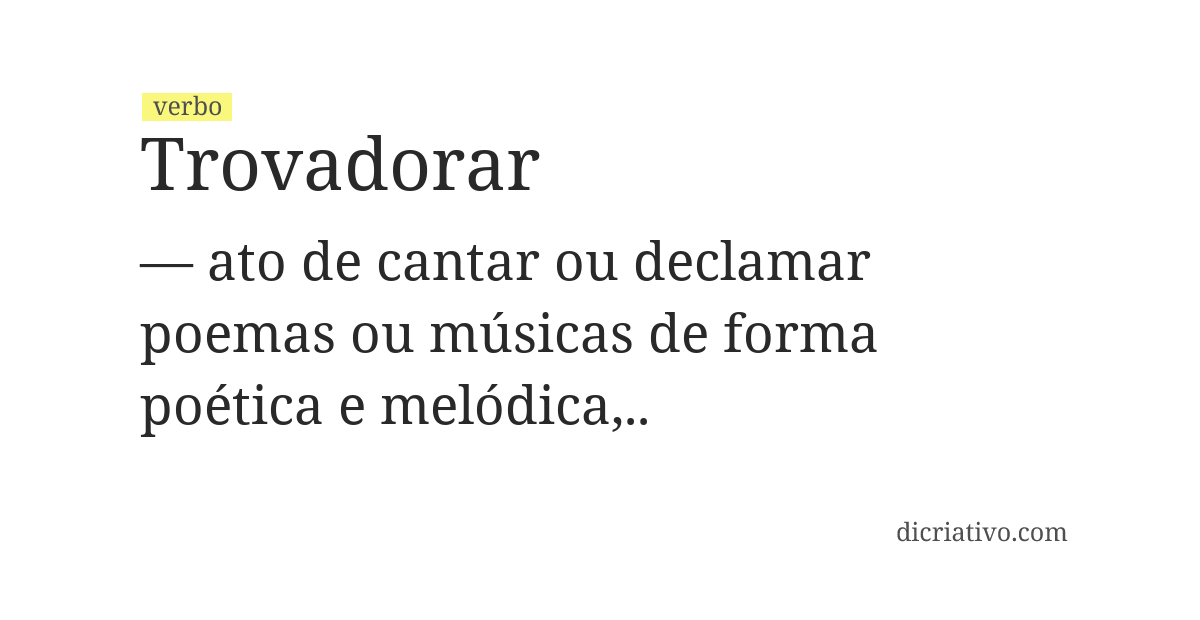 Significado de trovadorar