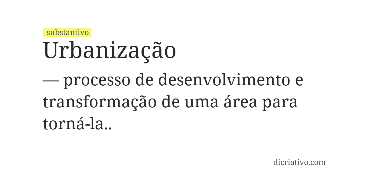 Significado de urbanização