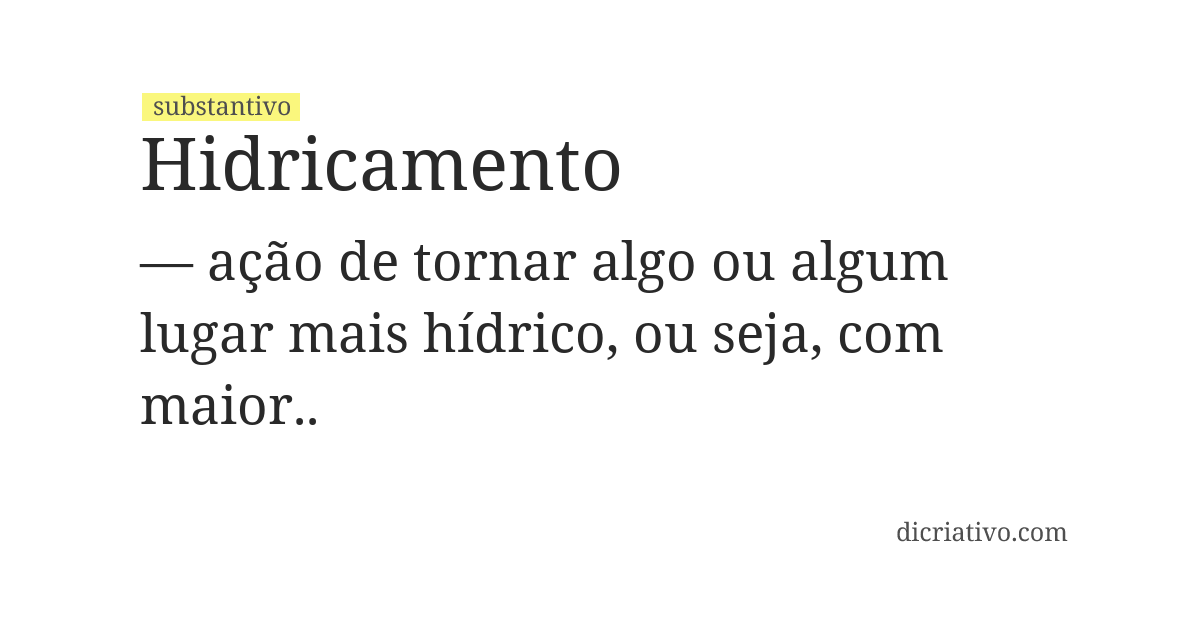 Significado de hidricamento