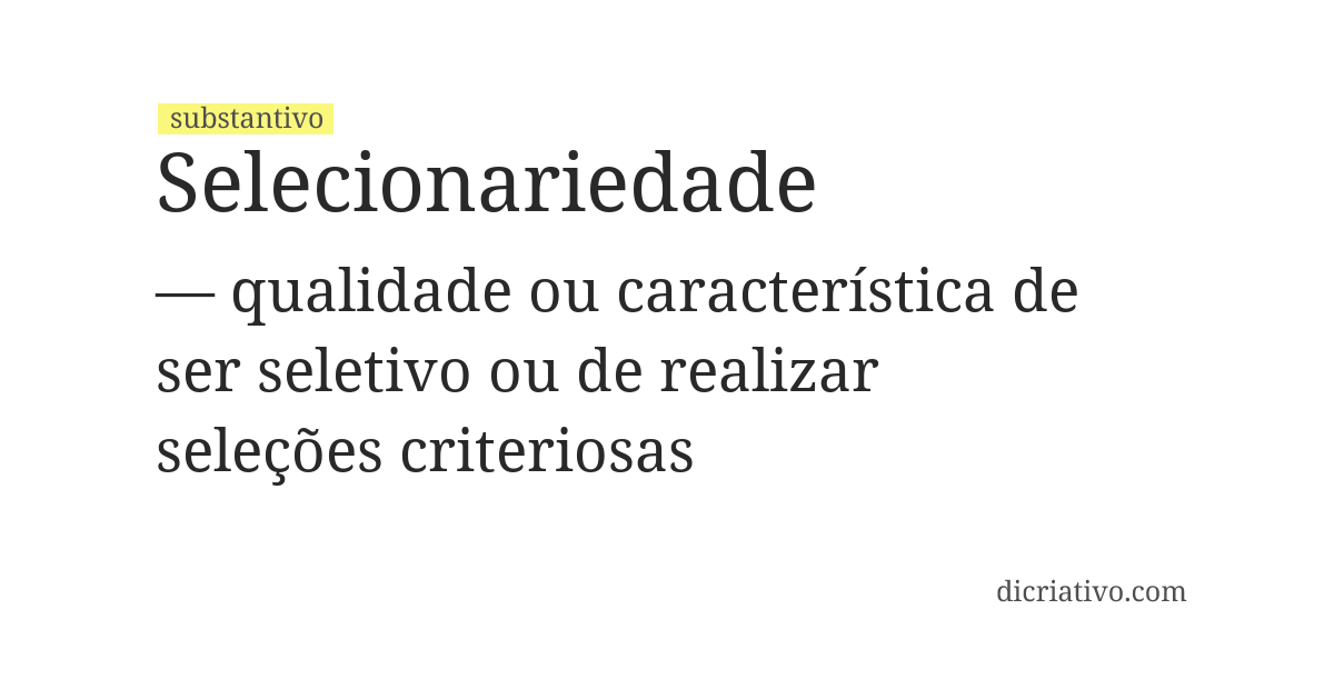 Significado de selecionariedade