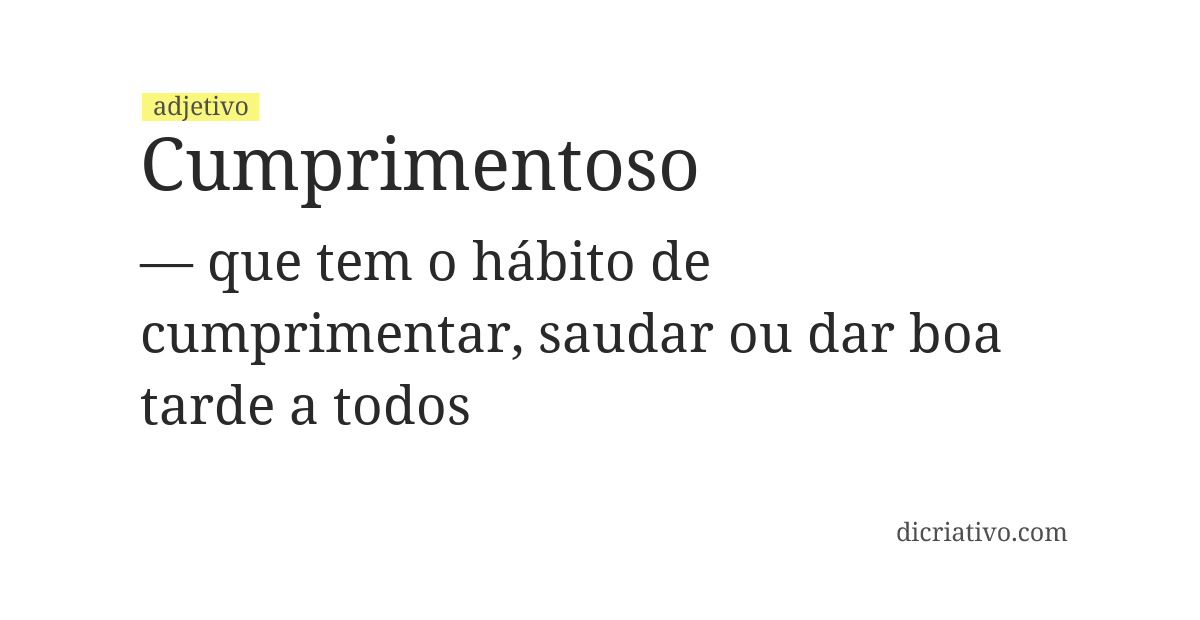 Significado de cumprimentoso