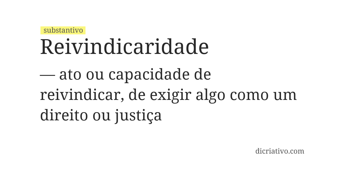 Significado de reivindicaridade