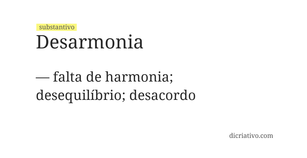 Significado de desarmonia