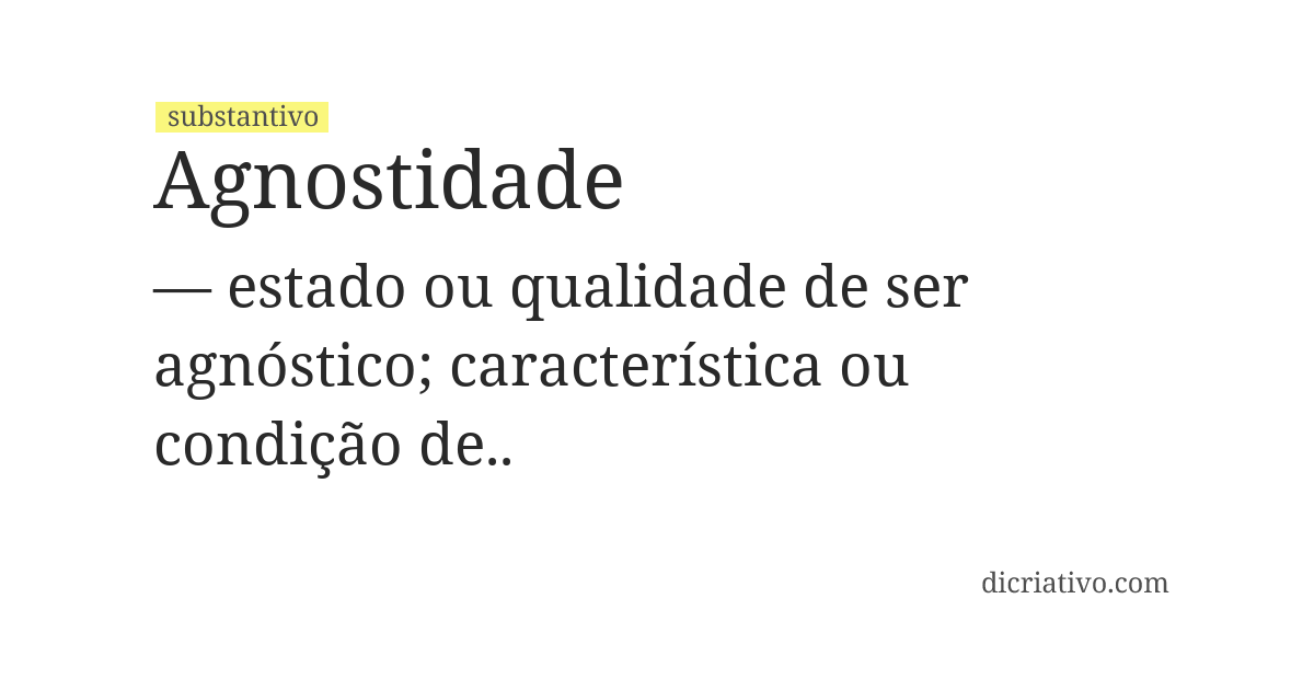 Significado de agnostidade