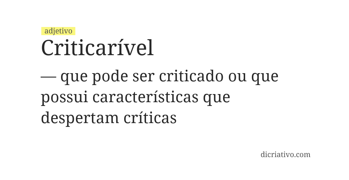 Significado de criticarível
