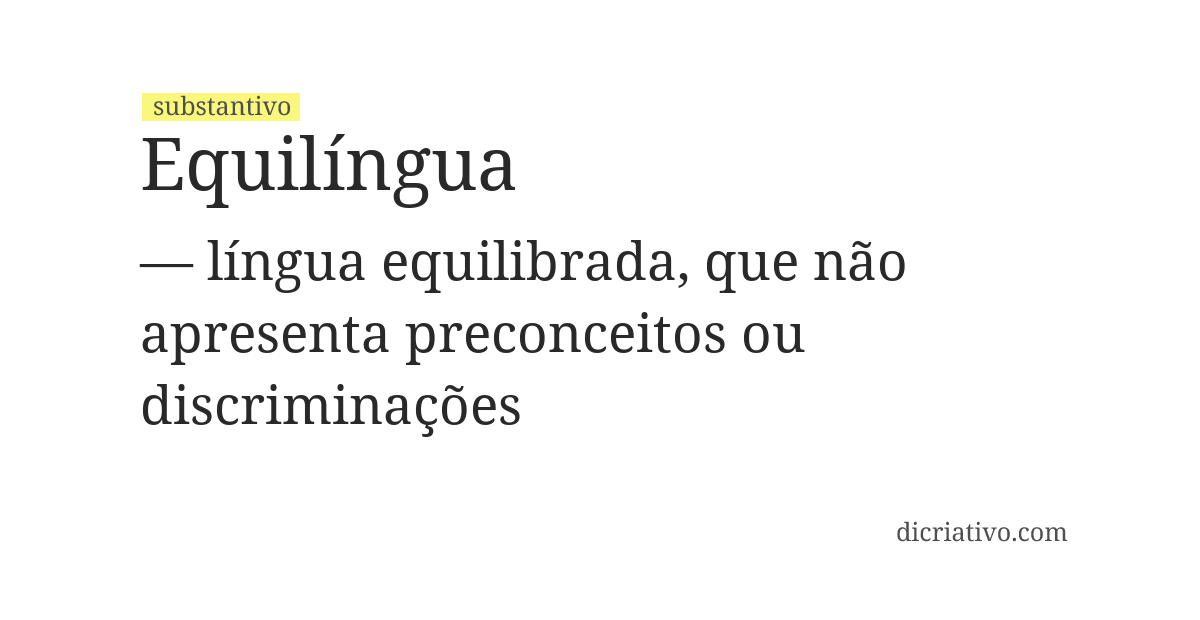 Significado de equilíngua