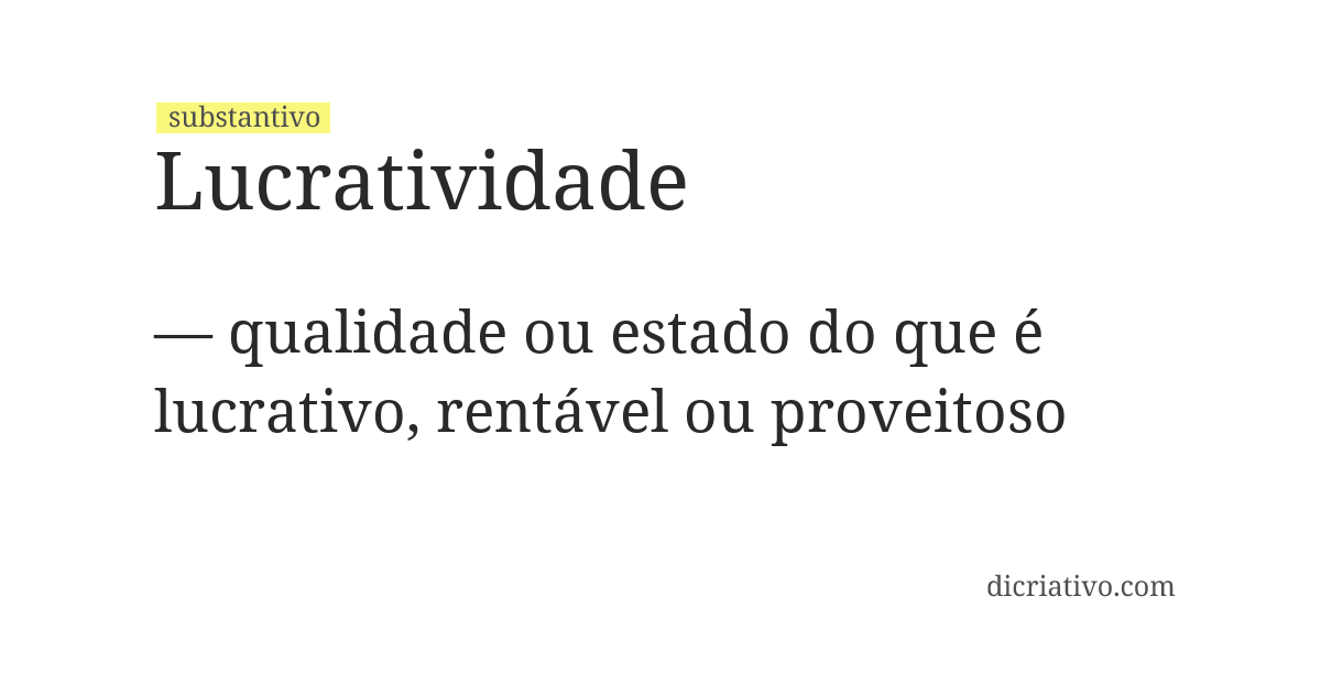 Significado de lucratividade