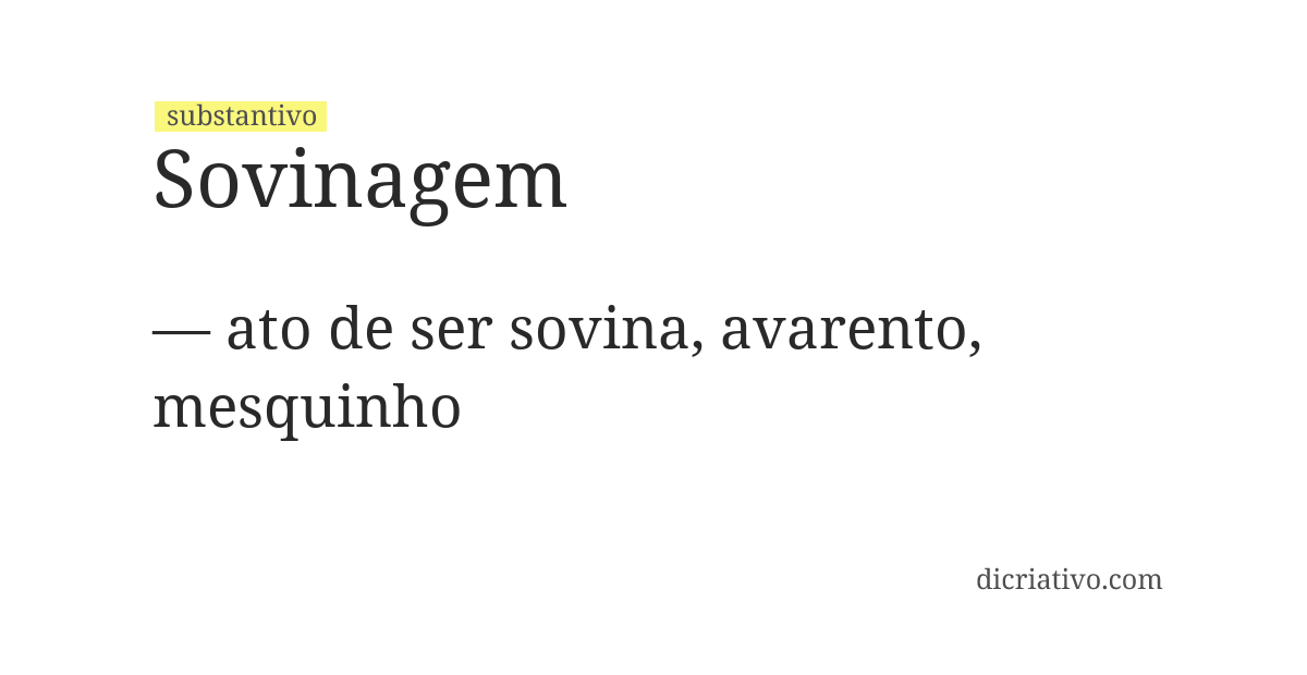 Significado de sovinagem