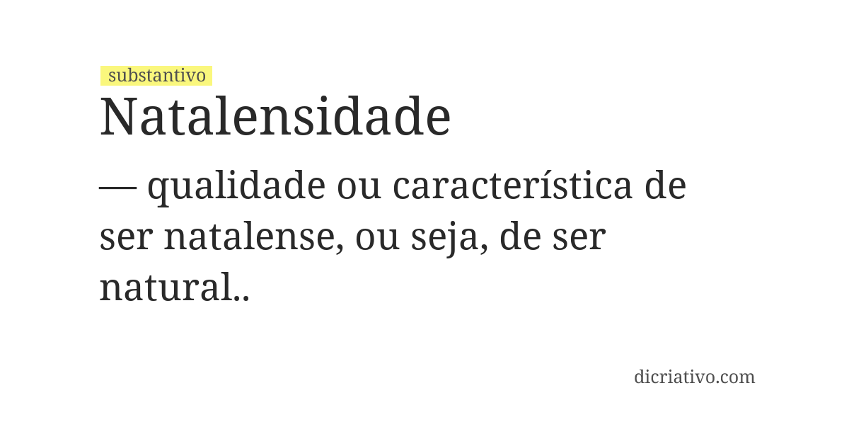 Significado de natalensidade