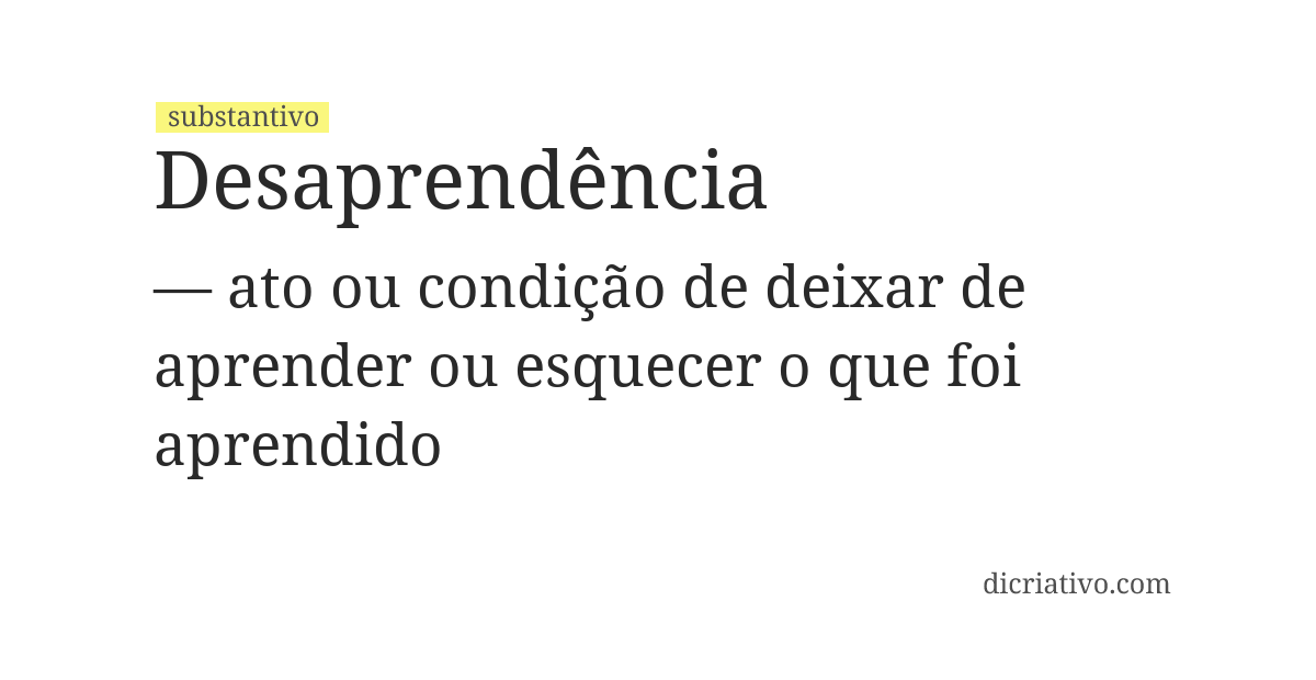 Significado de desaprendência