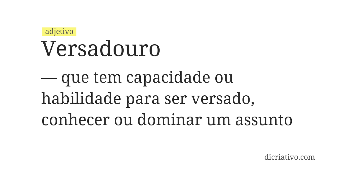 Significado de versadouro