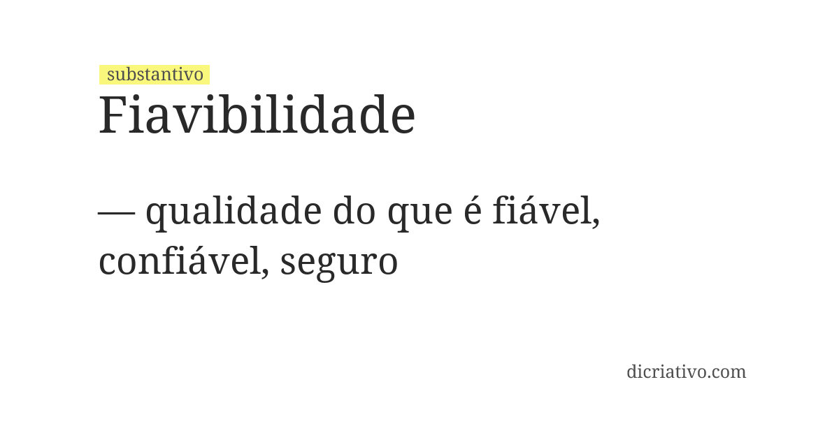 Significado de fiavibilidade