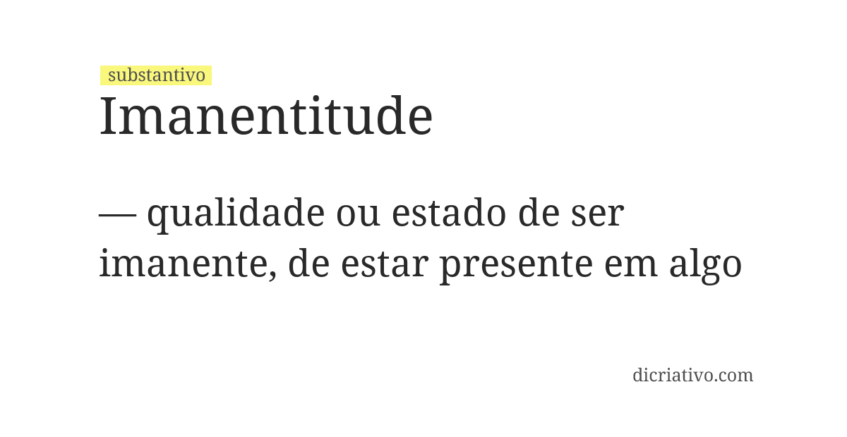 Significado de imanentitude