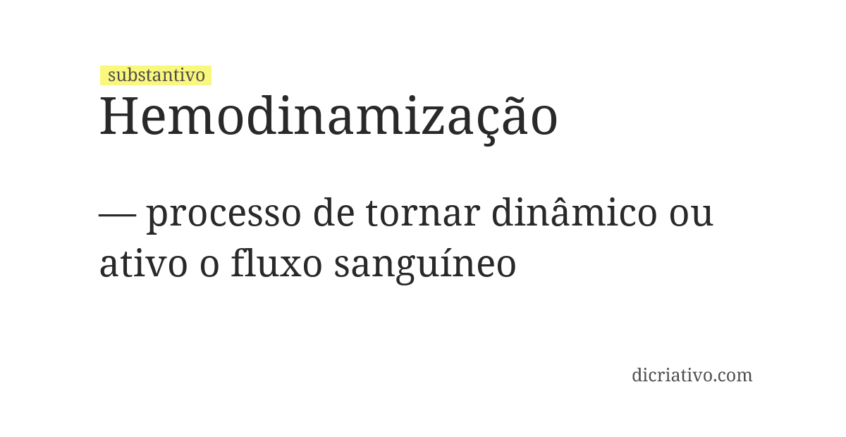 Significado de hemodinamização