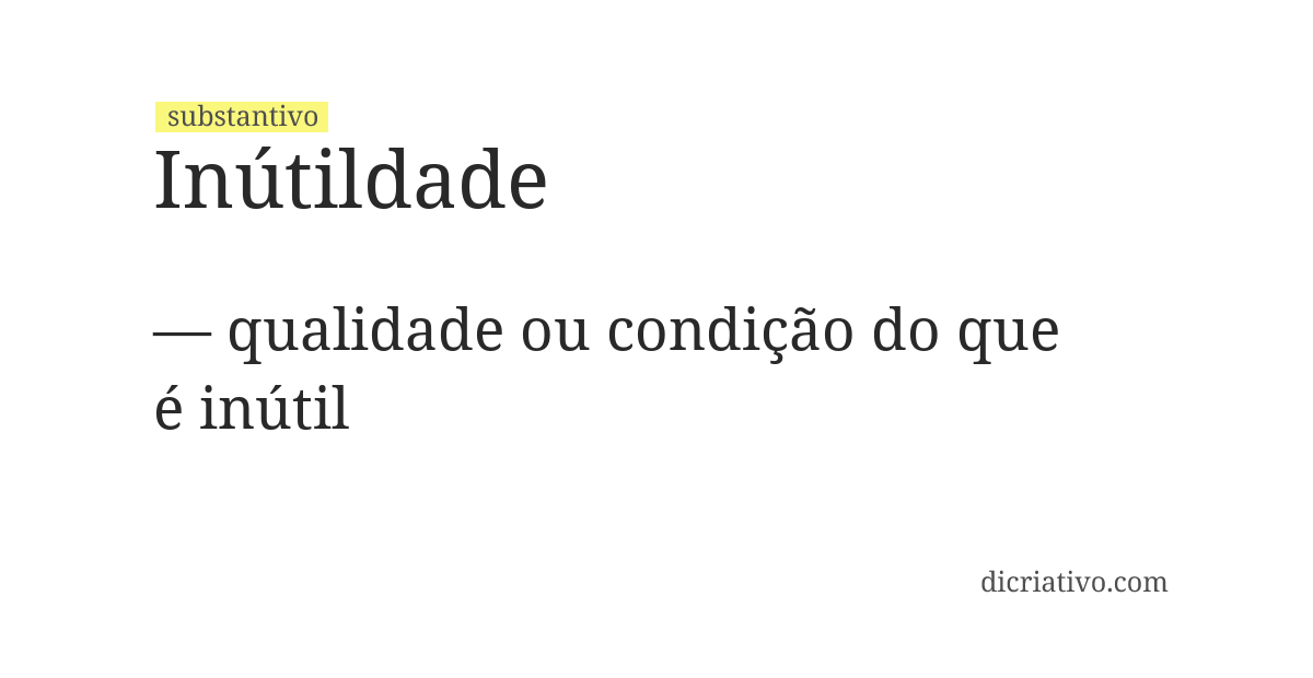 Significado de inútildade