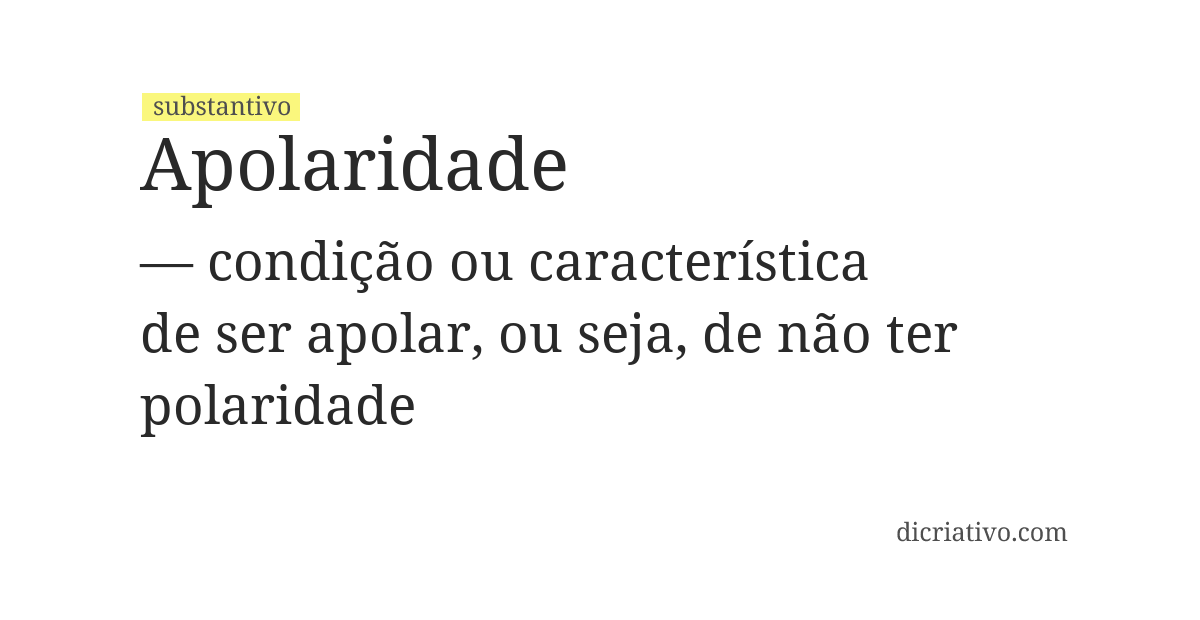 Significado de apolaridade