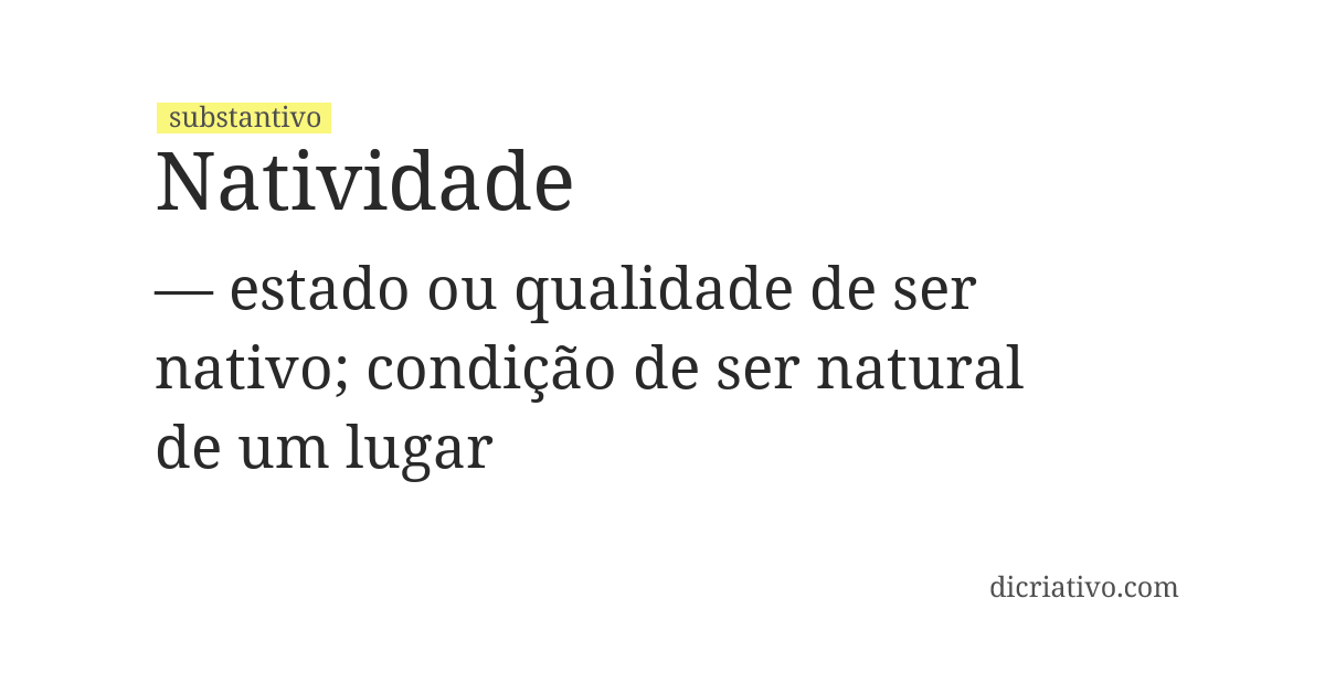 Significado de natividade