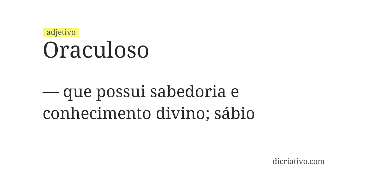 Significado de oraculoso
