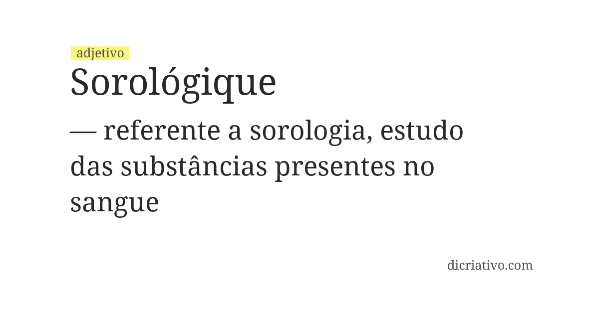 Significado de sorológique