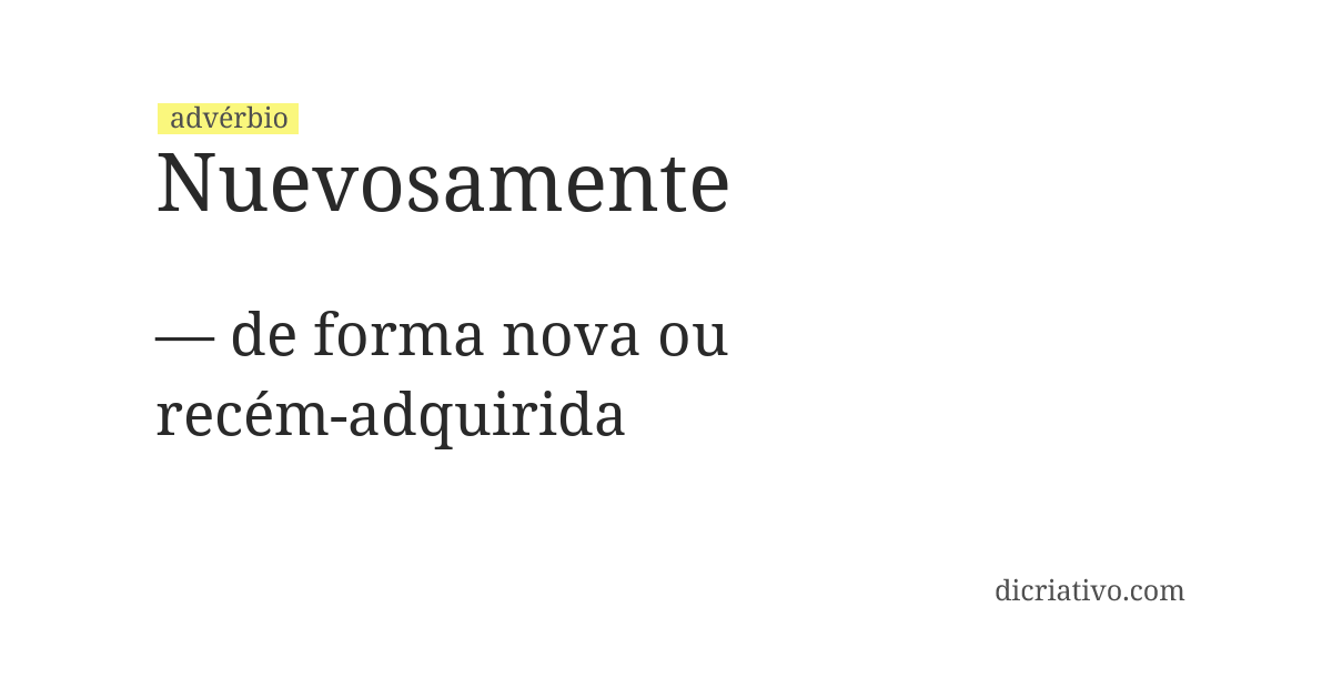 Significado de nuevosamente