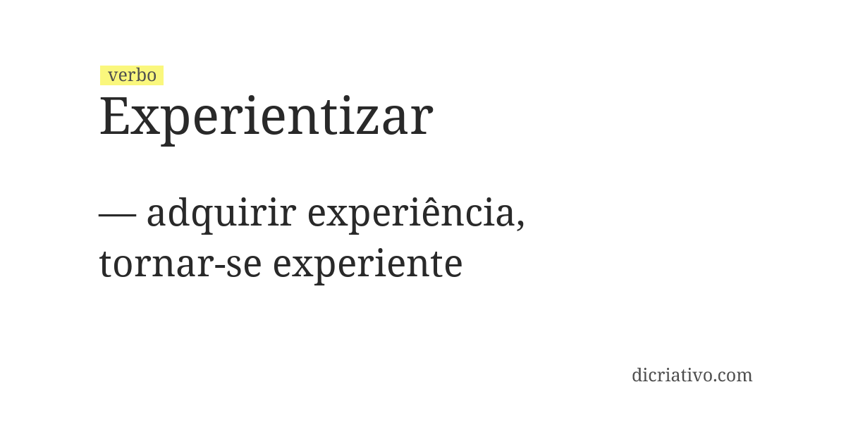 Significado de experientizar