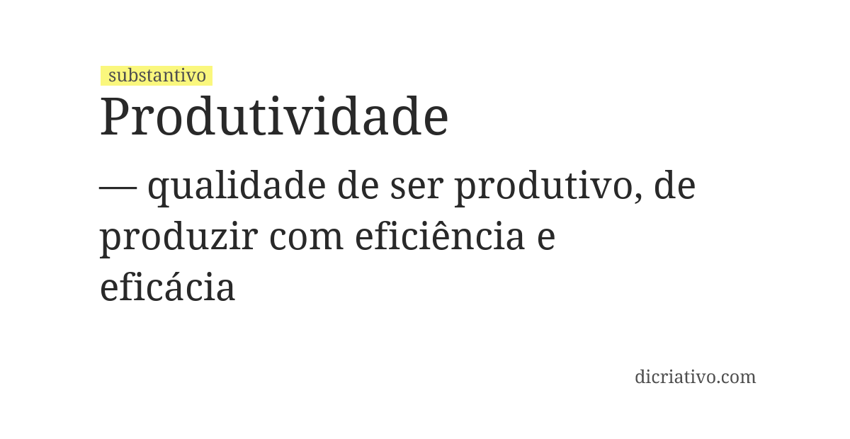 Significado de produtividade
