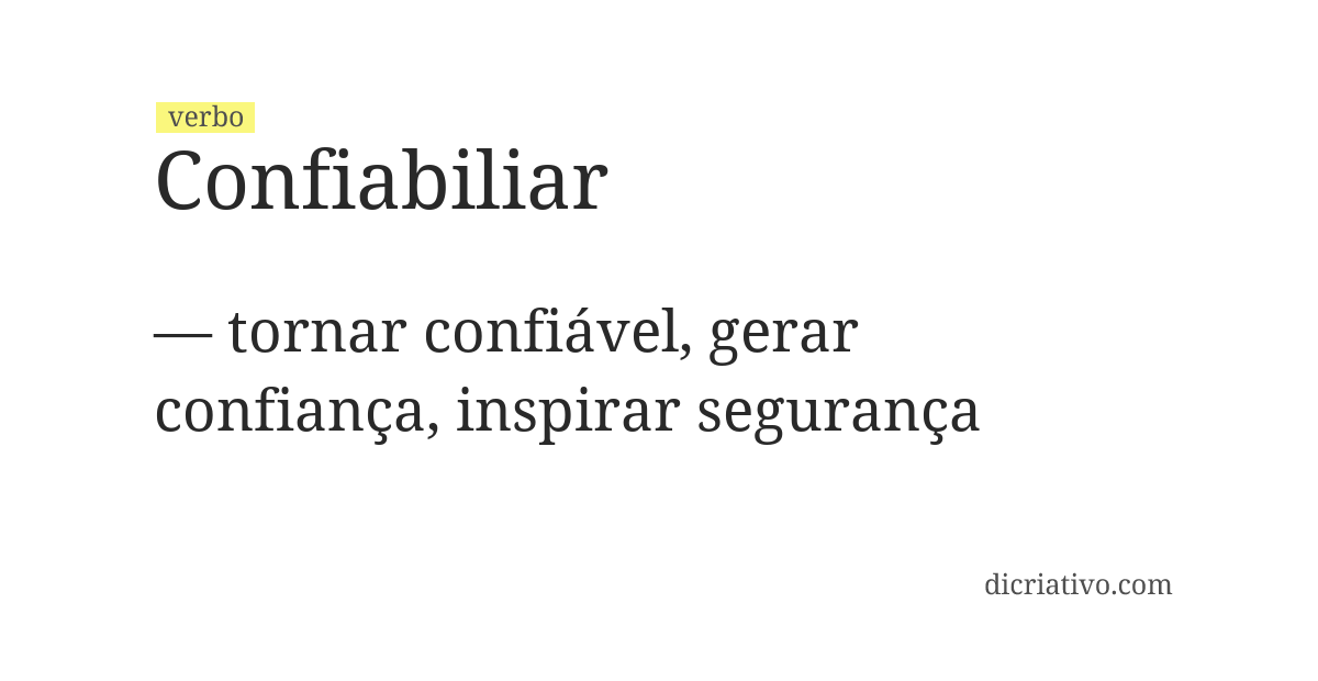 Significado de confiabiliar