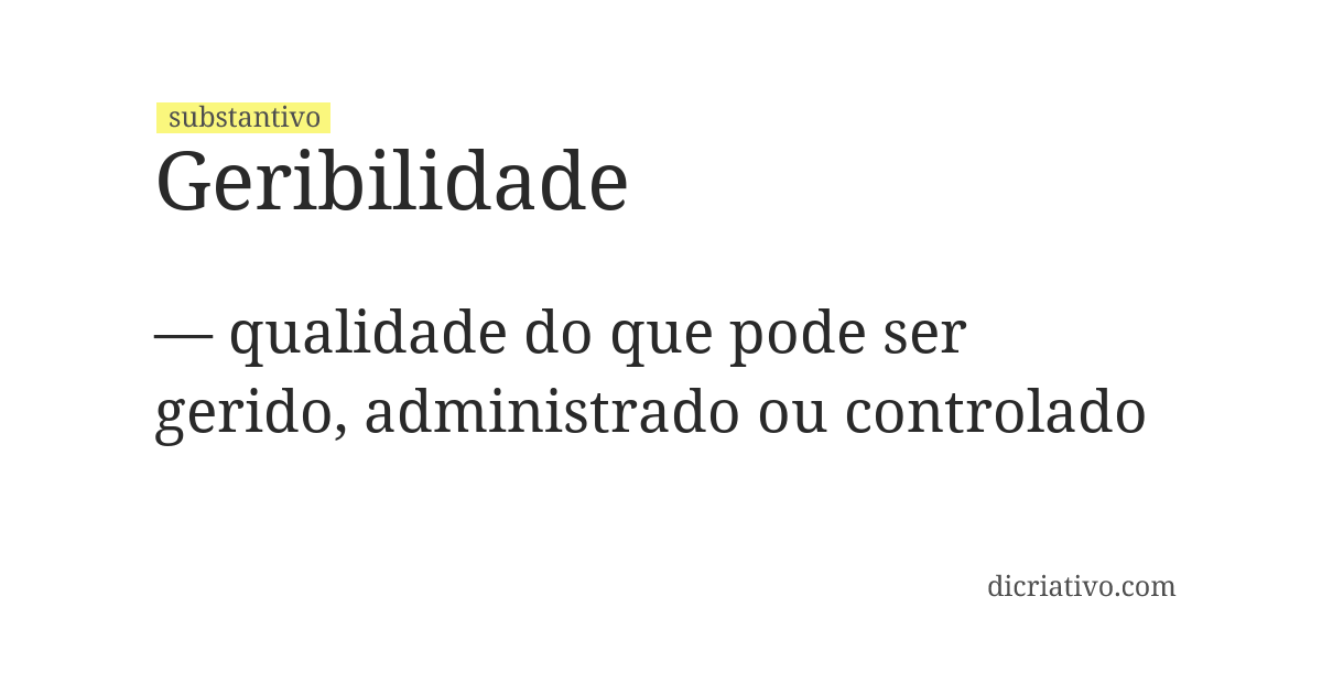 Significado de geribilidade