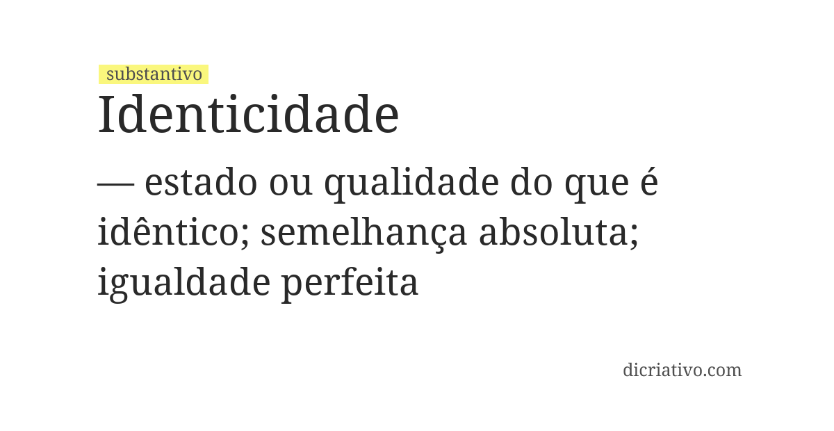 Significado de identicidade