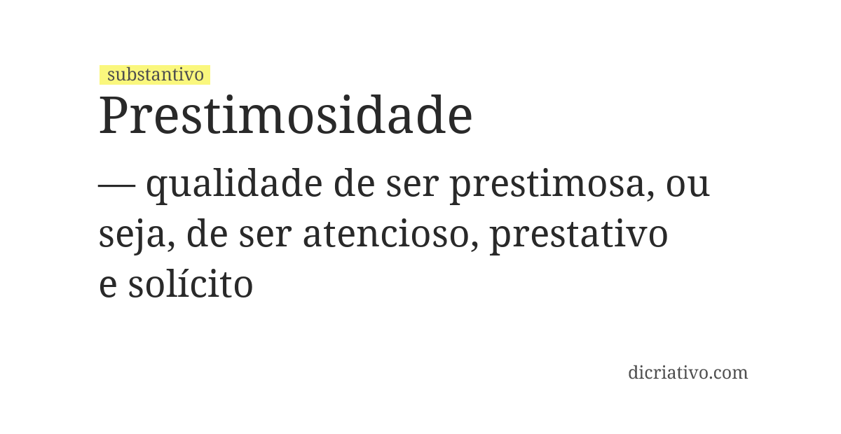 Significado de prestimosidade