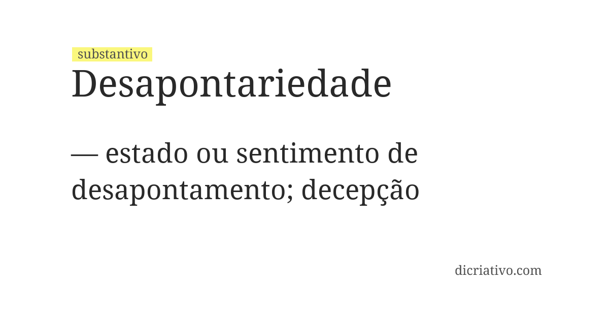 Significado de desapontariedade
