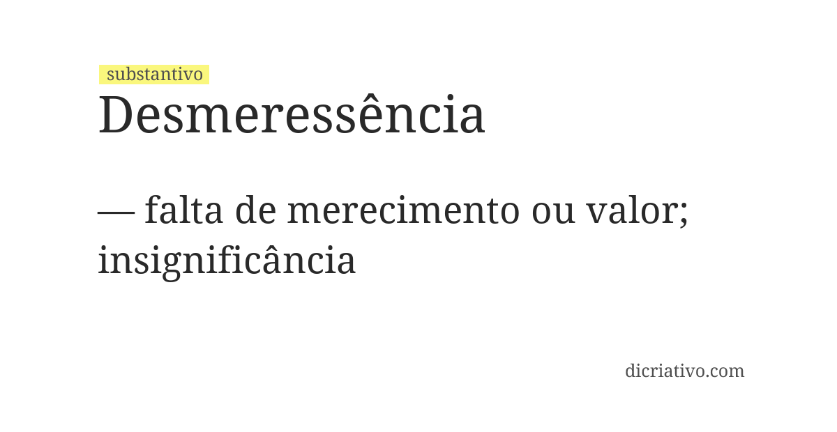 Significado de desmeressência