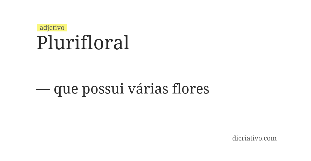Significado de plurifloral