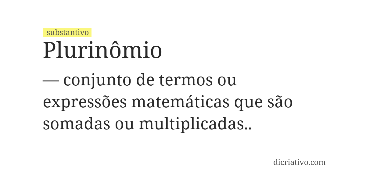 Significado de plurinômio