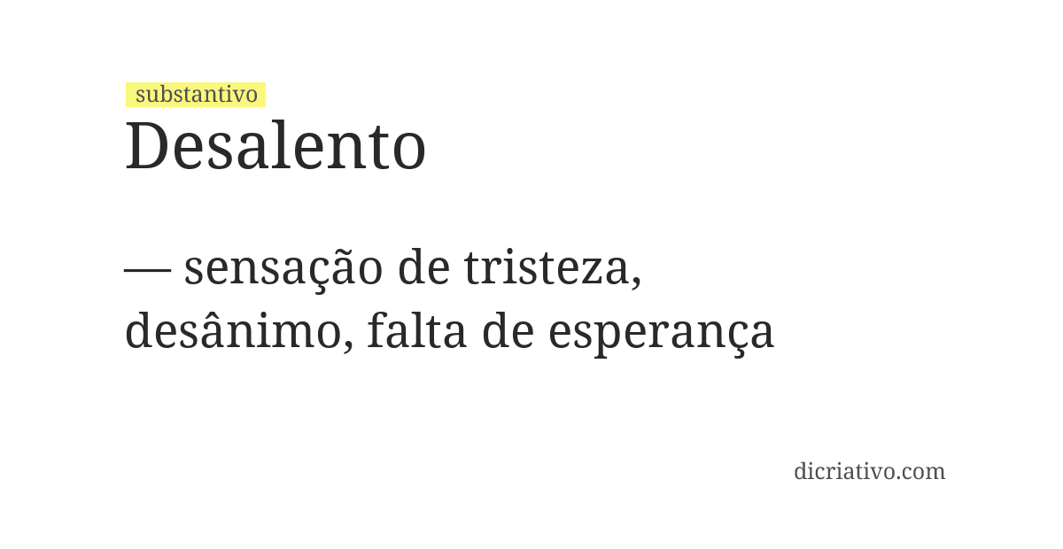 Significado de desalento