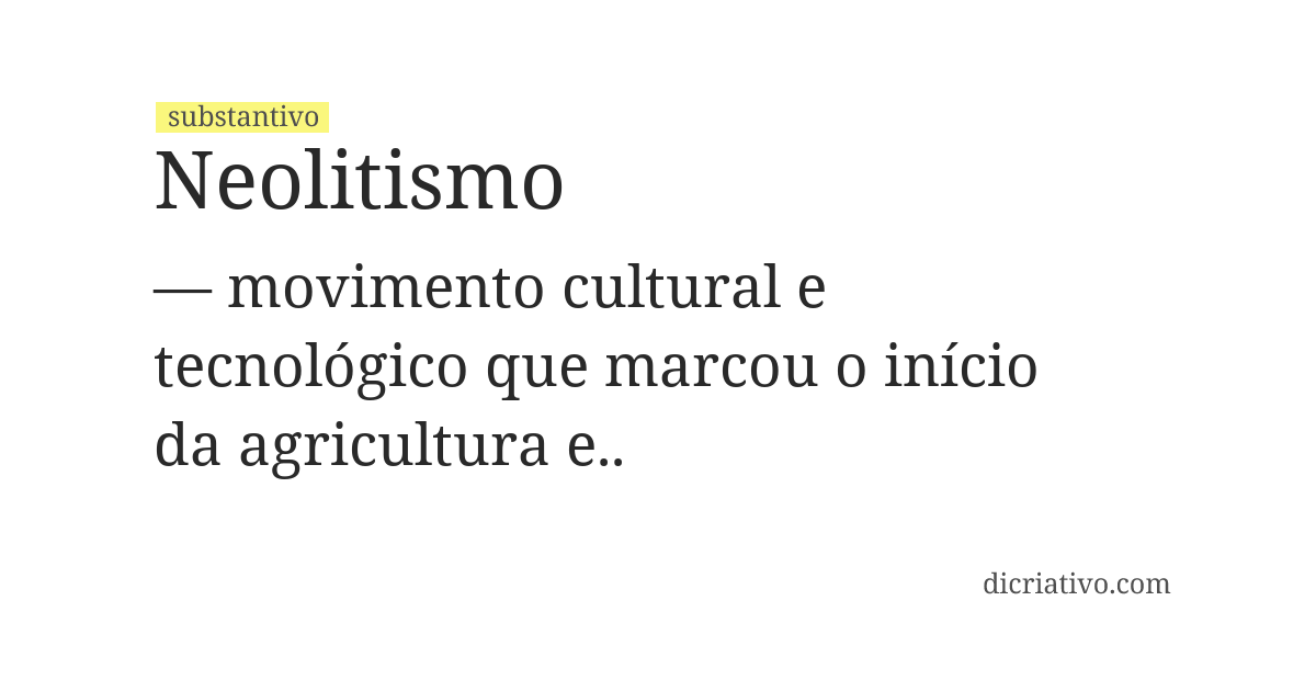 Significado de neolitismo