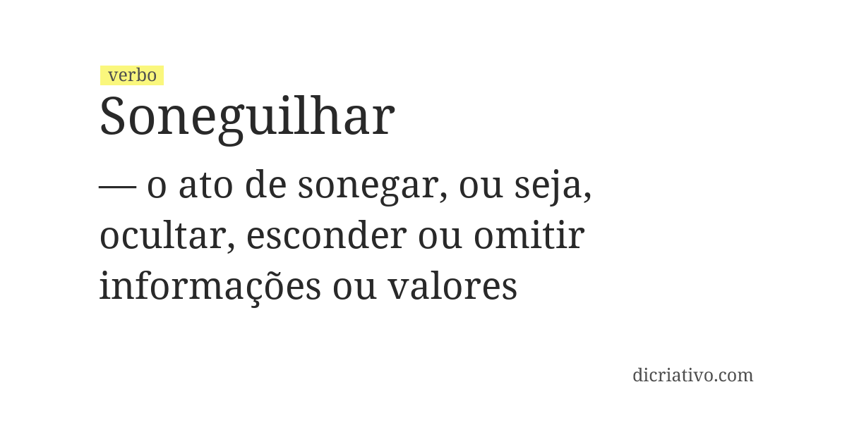 Significado de soneguilhar