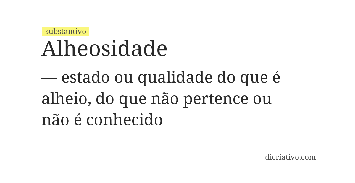 Significado de alheosidade