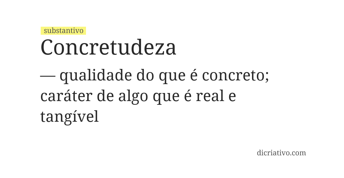Significado de concretudeza