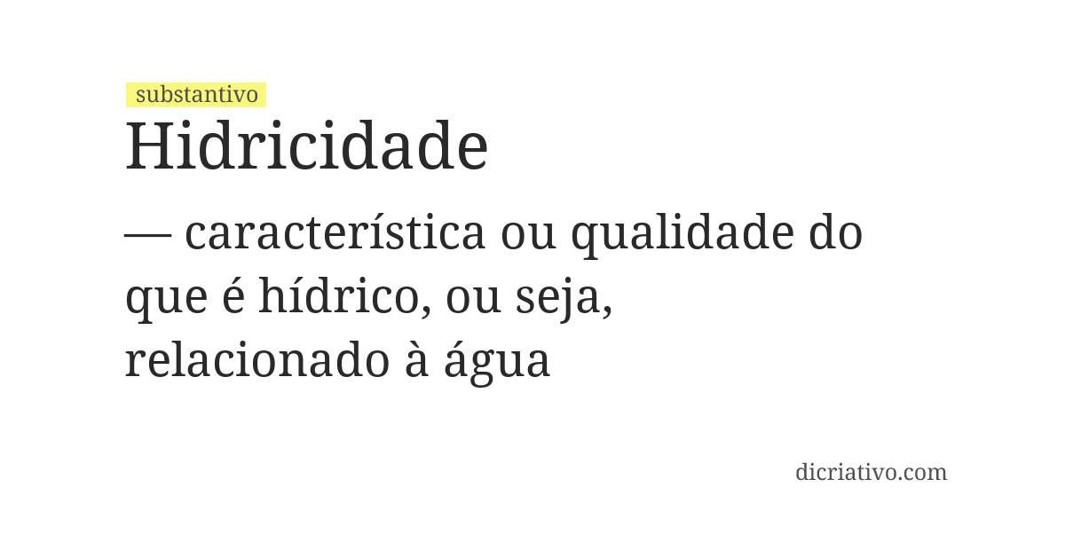 Significado de hidricidade