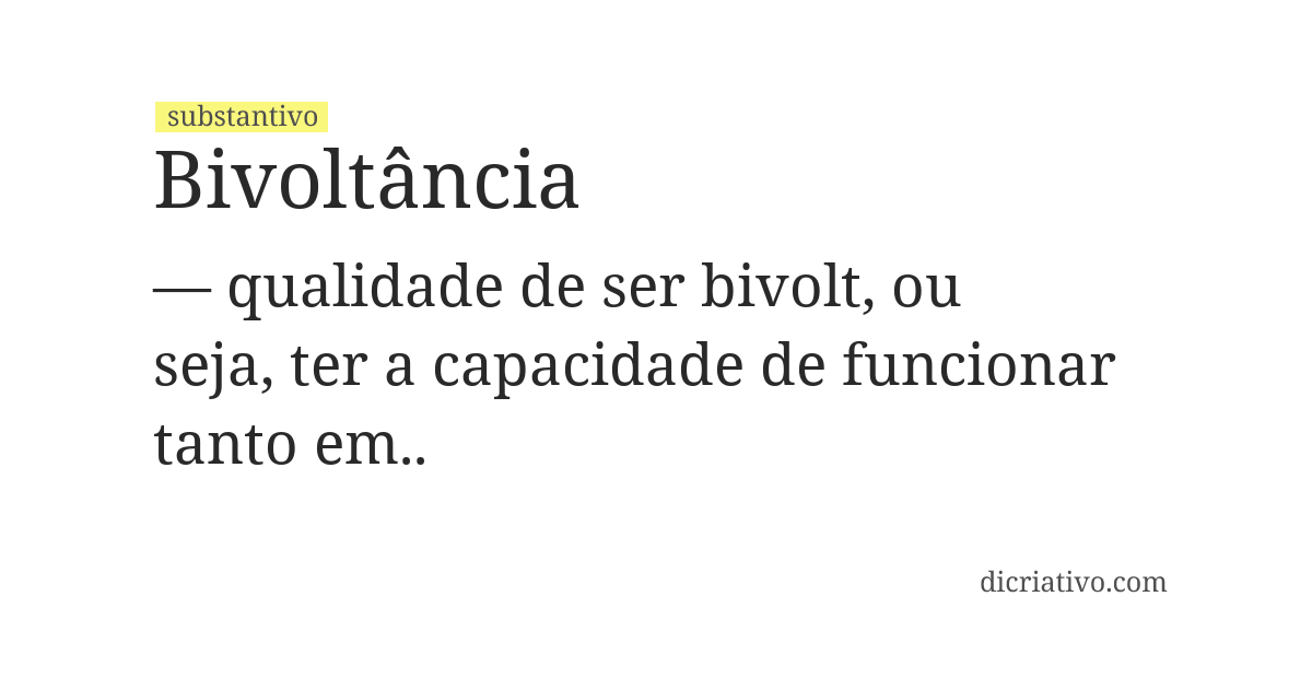 Significado de bivoltância