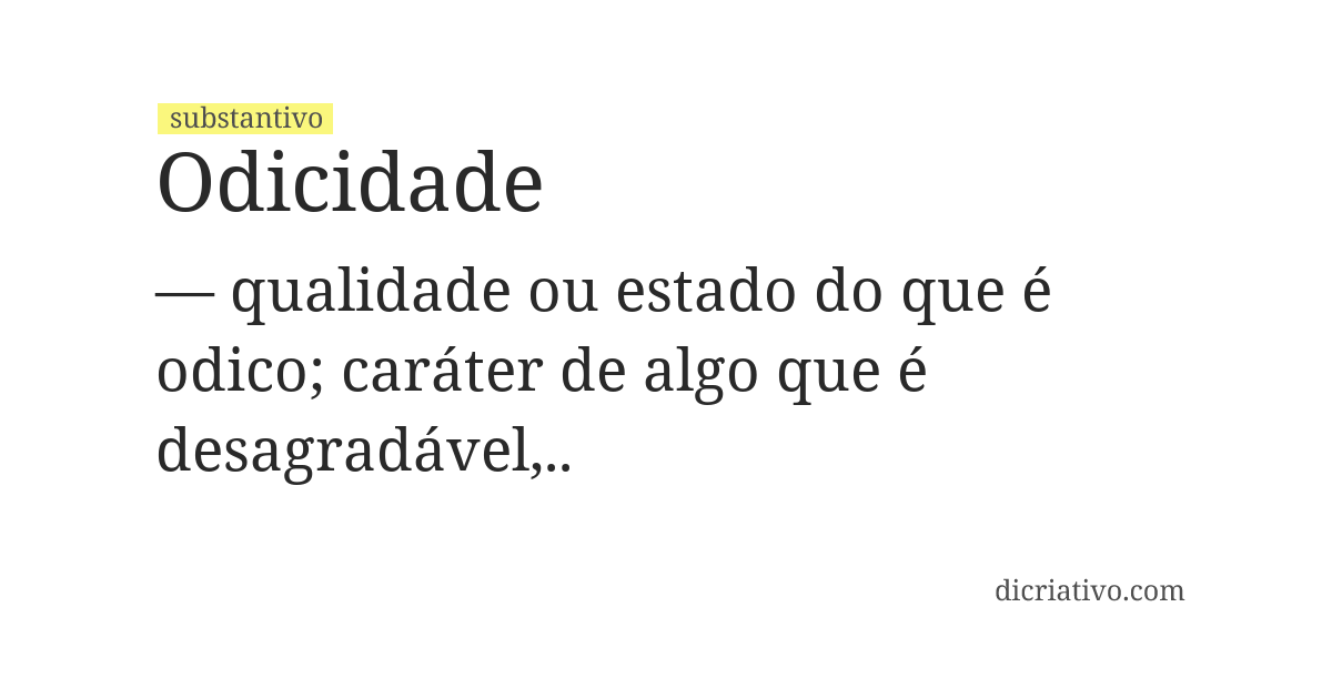 Significado de odicidade