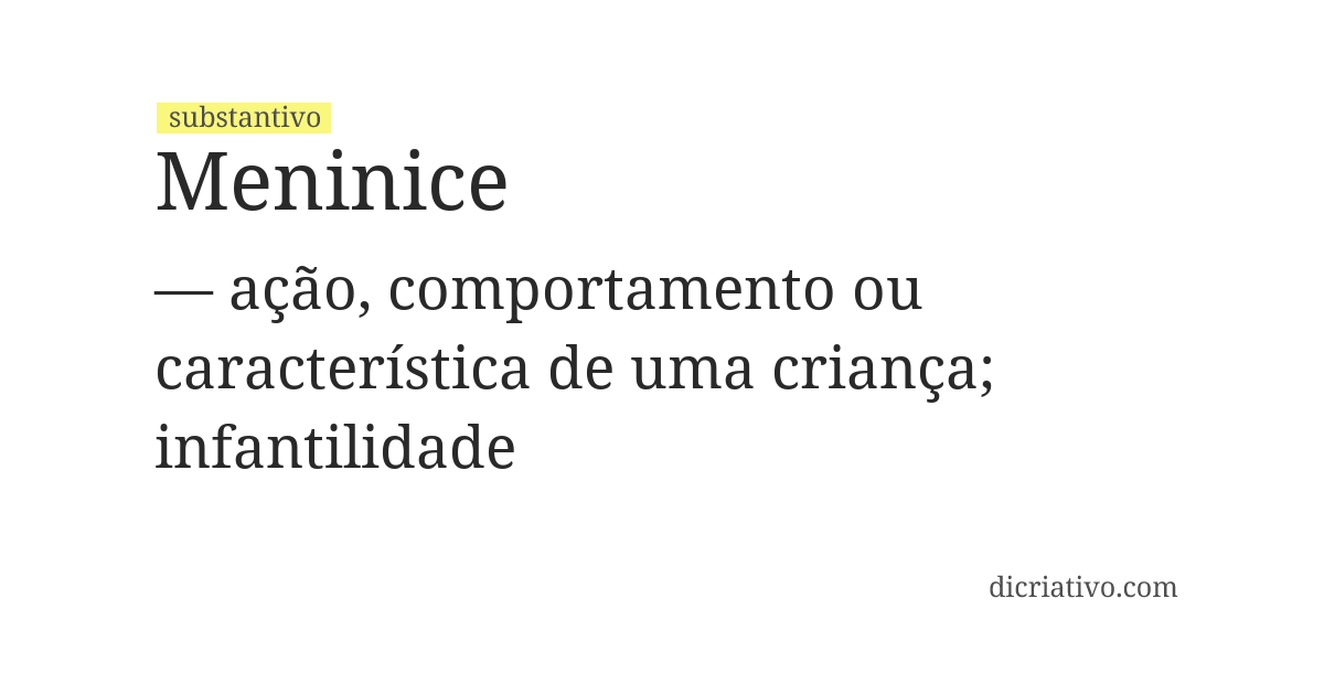 Significado de meninice