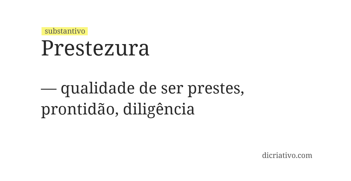 Significado de prestezura