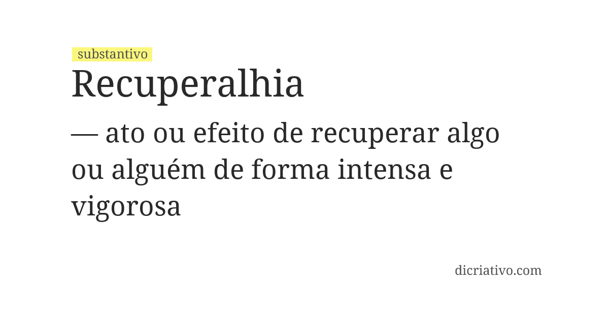 Significado de recuperalhia