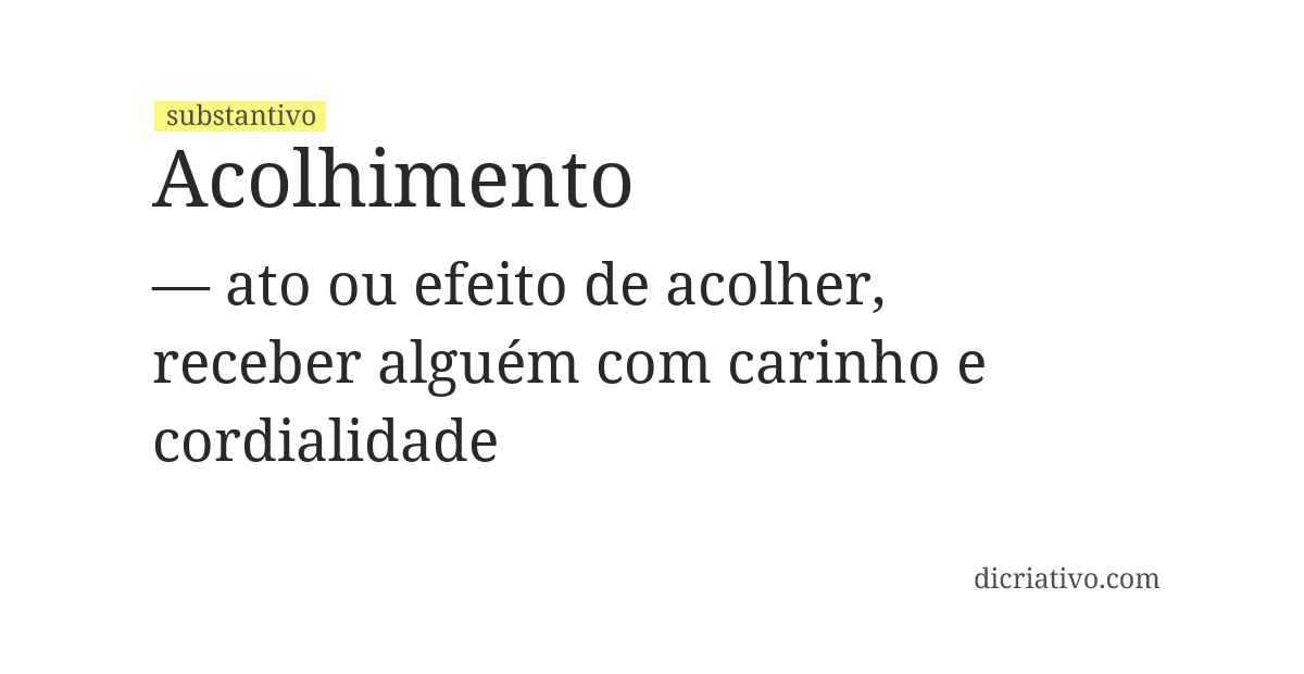 Significado de acolhimento