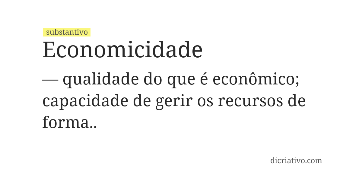 Significado de economicidade