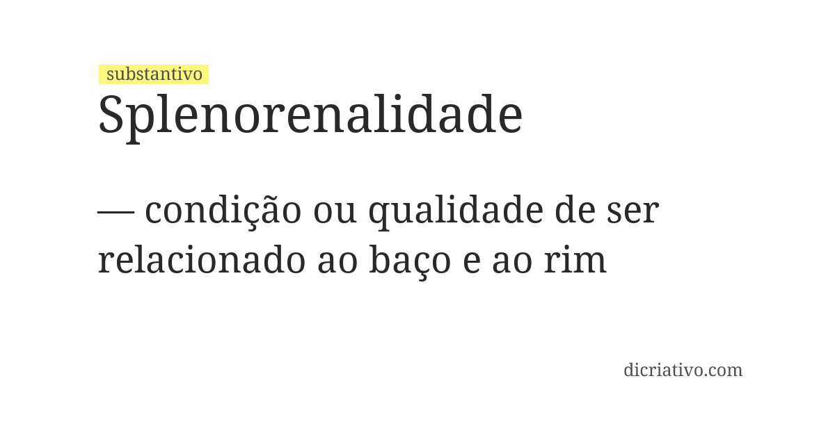 Significado de splenorenalidade