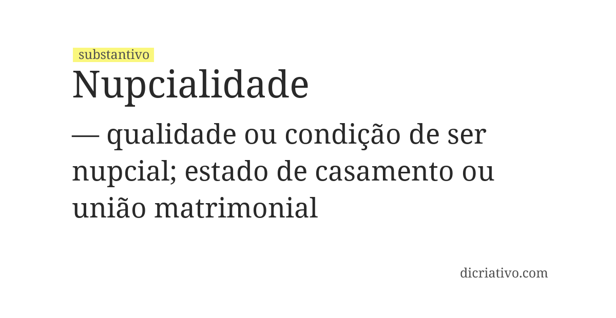 Significado de nupcialidade